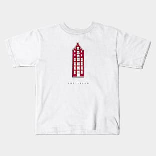 Red Dutch Houses in the street of Amsterdam, Netherlands. Build your collection. Kids T-Shirt